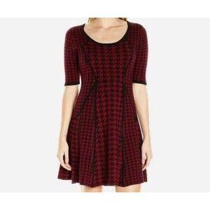 Burgundy and black dress sweater houndstooth pattern design